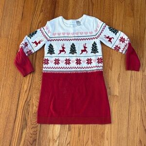 Festive Red and White Holiday Sweater Dress